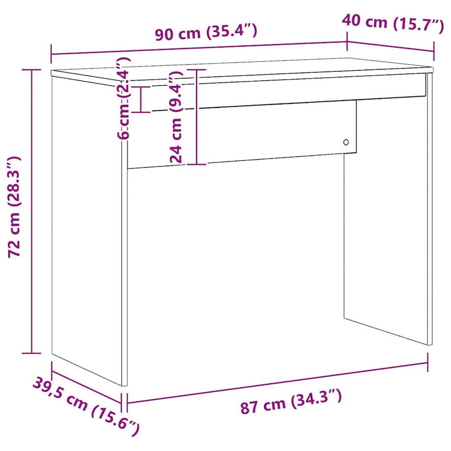 vidaXL Biurko, dąb artisan, 90x40x72 cm, materiał drewnopochodny