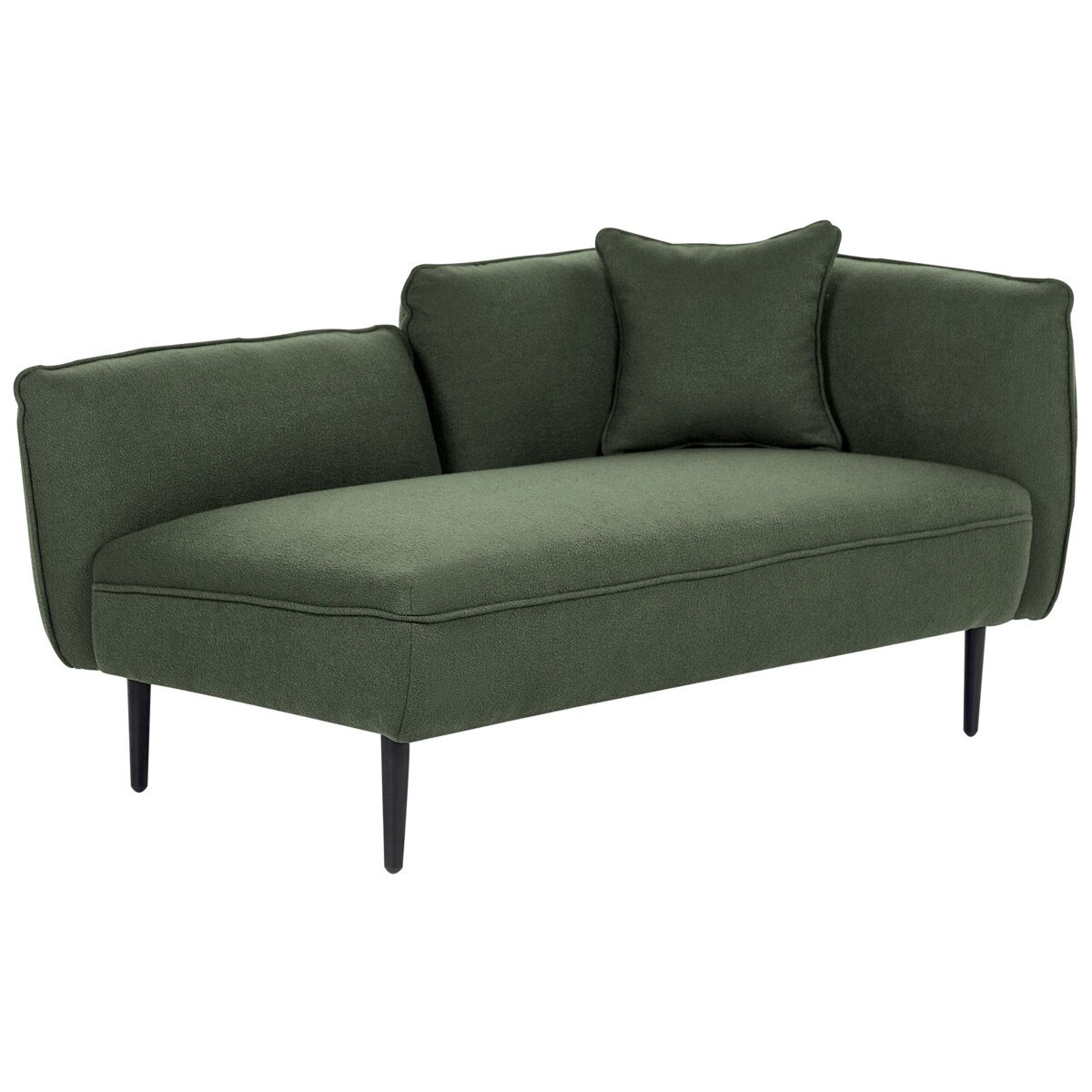 Szezlong boucle prawostronny zielony CHEVANNES