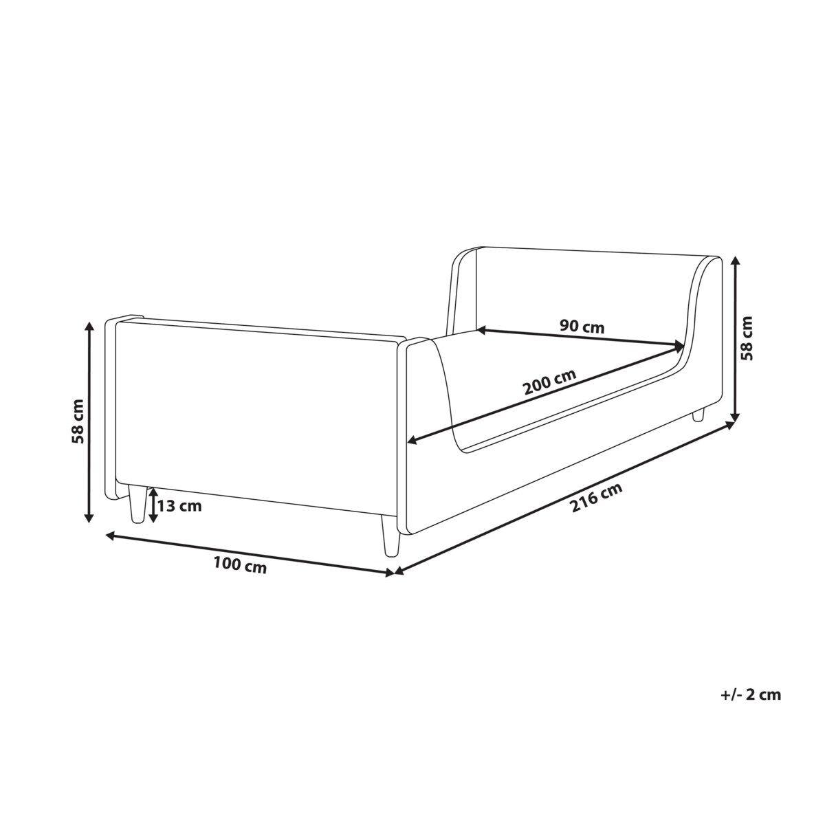 Łóżko Boucle LAYE 90 x 200 cm Różowy