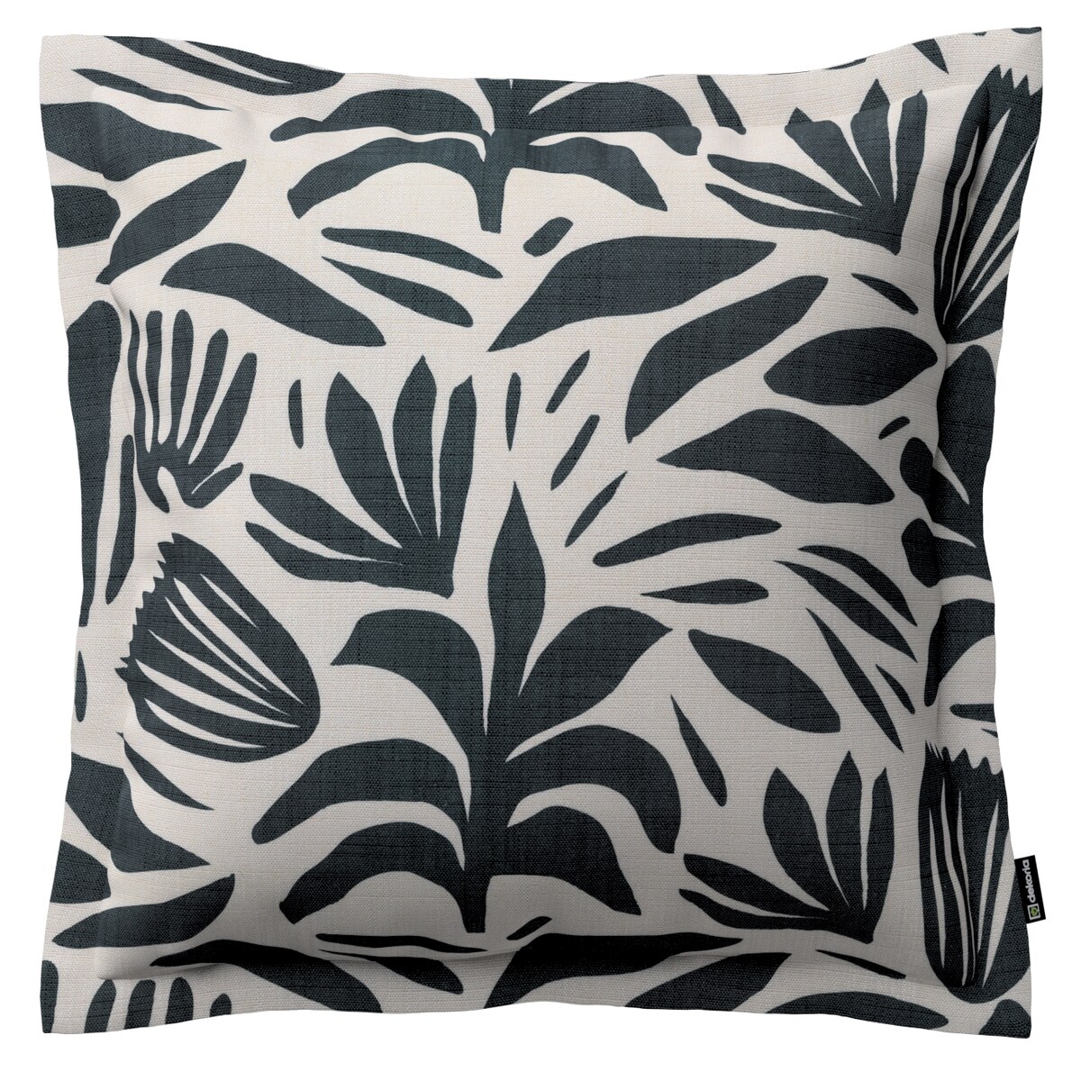 Poszewka Mona na poduszkę 45x45 roślinny grafitowy motyw na kremowym tle