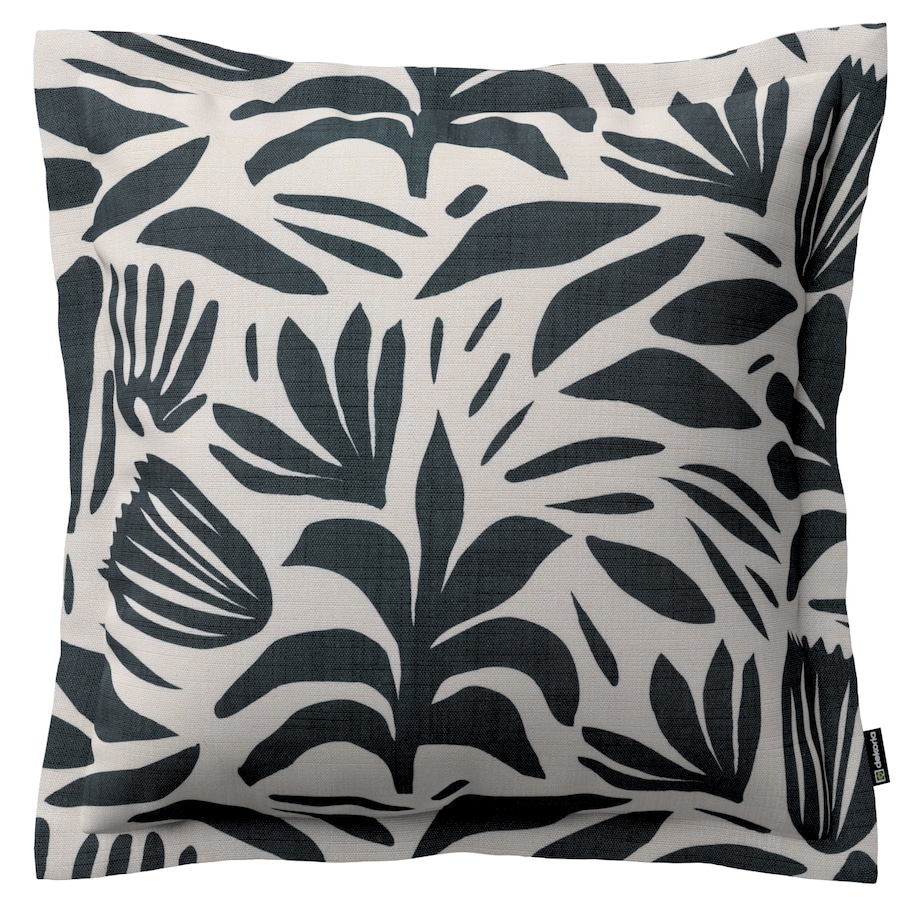 Poszewka Mona na poduszkę 45x45 roślinny grafitowy motyw na kremowym tle