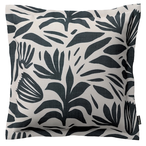 Poszewka Mona na poduszkę 45x45 roślinny grafitowy motyw na kremowym tle