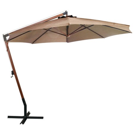 vidaXL Parasol ogrodowy wiszący, jodłowy słupek, taupe, 3,5x2,9 m