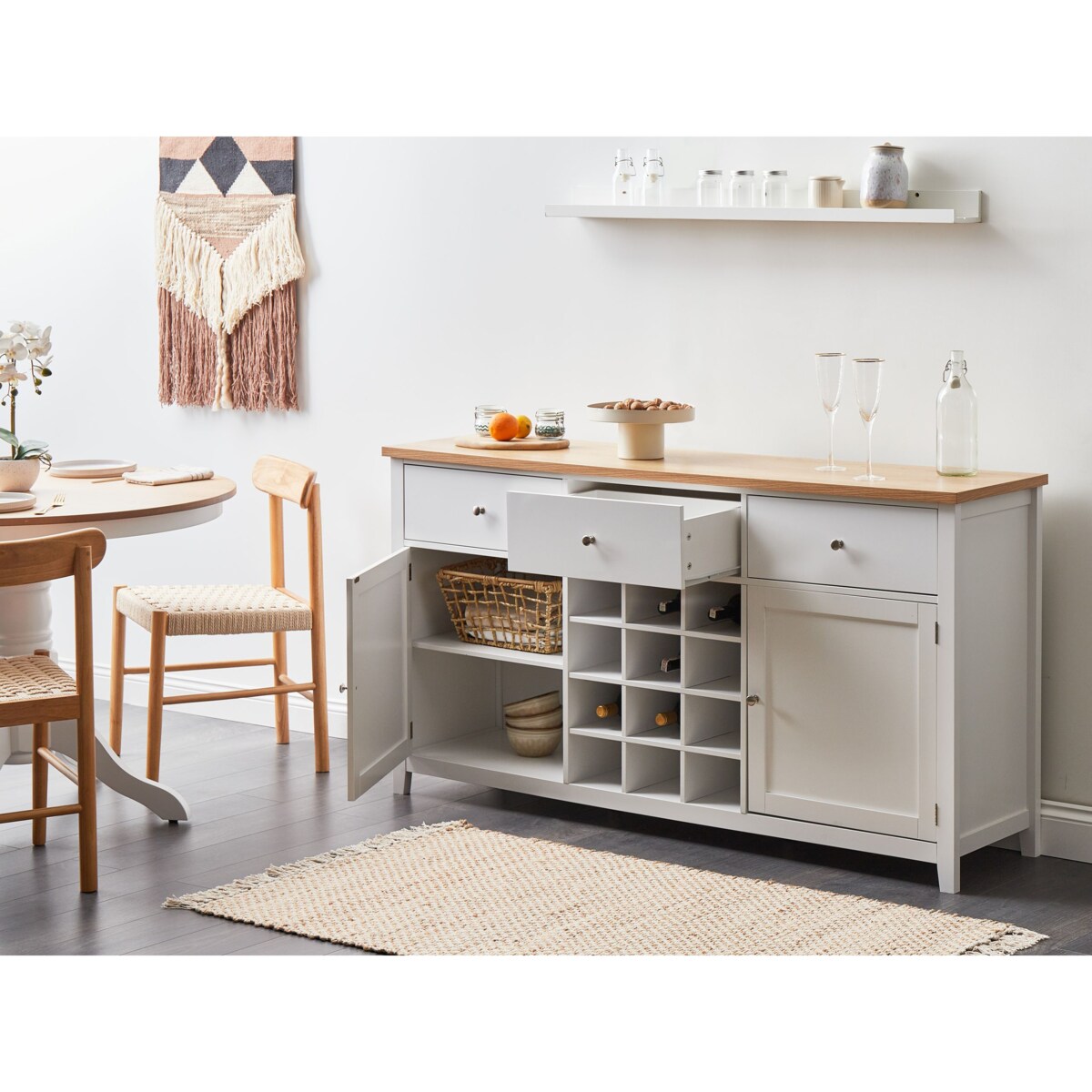 Szafka z półką na wino LUCASTON Biały