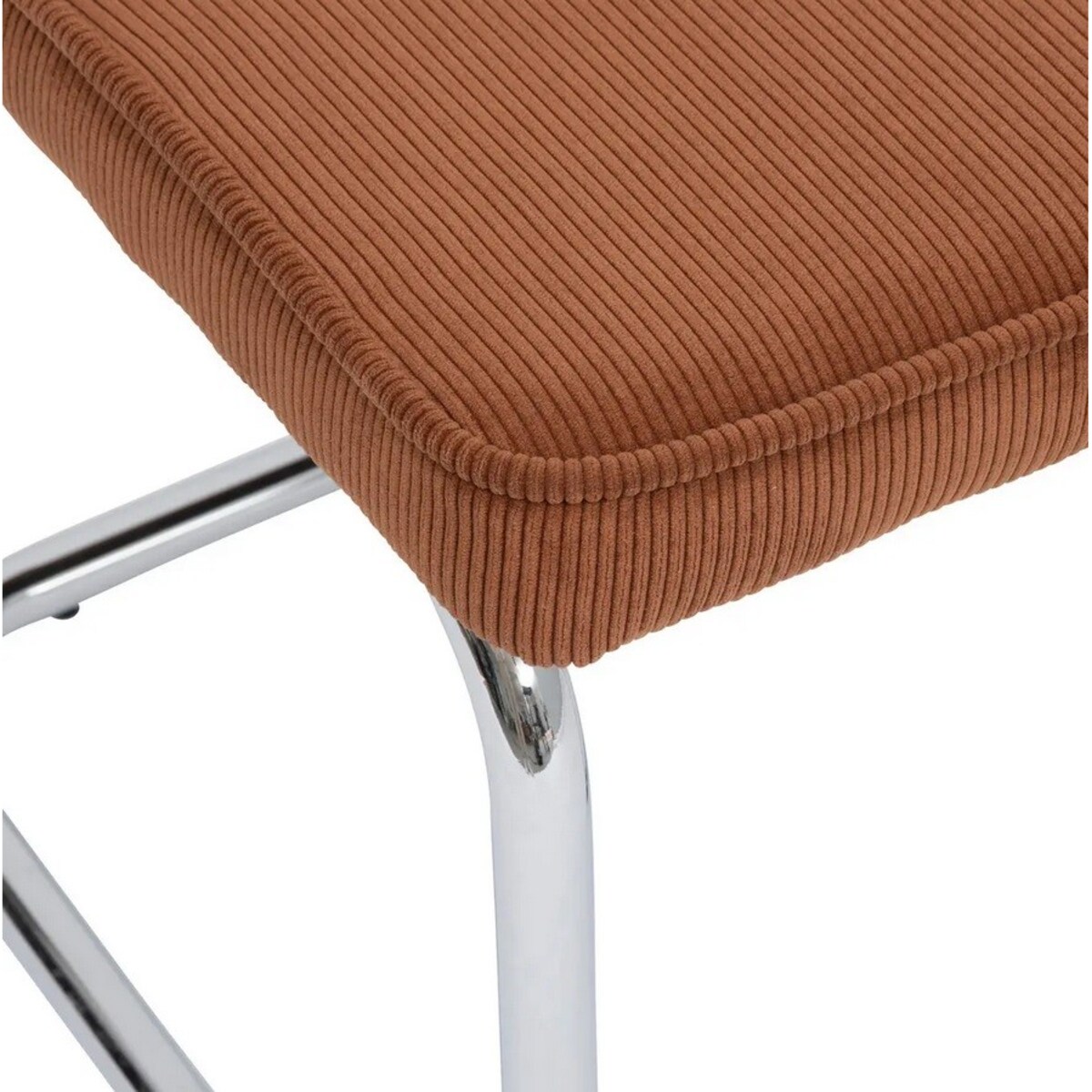 Krzesło sztruksowe na chromowanej podstawie terracotta