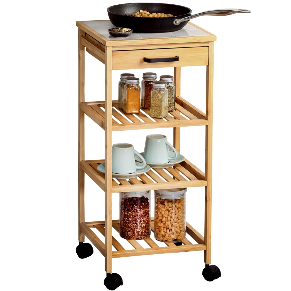 Wózek kuchenny bambusowy, KESPER, 34 x 34 x 73 cm