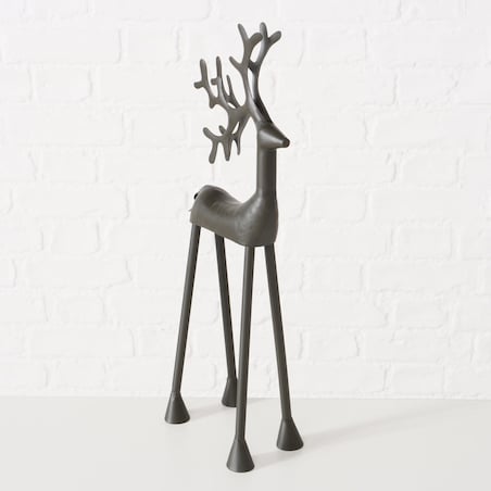 FIGURKA RENIFER 37,5cm świąteczna metalowa czarna matowa jeleń dekoracyjna