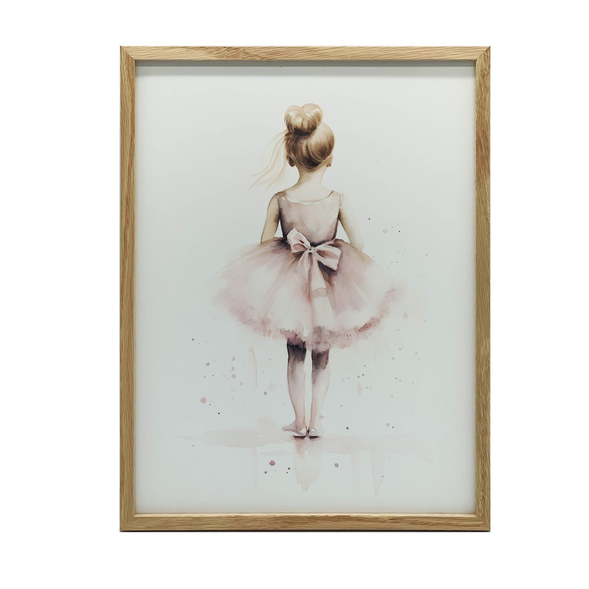 Różowa Balerina – Tańcząca Księżniczka, 30x40 cm, rama drewniana jasny dąb, papier matowy 230 gsm
