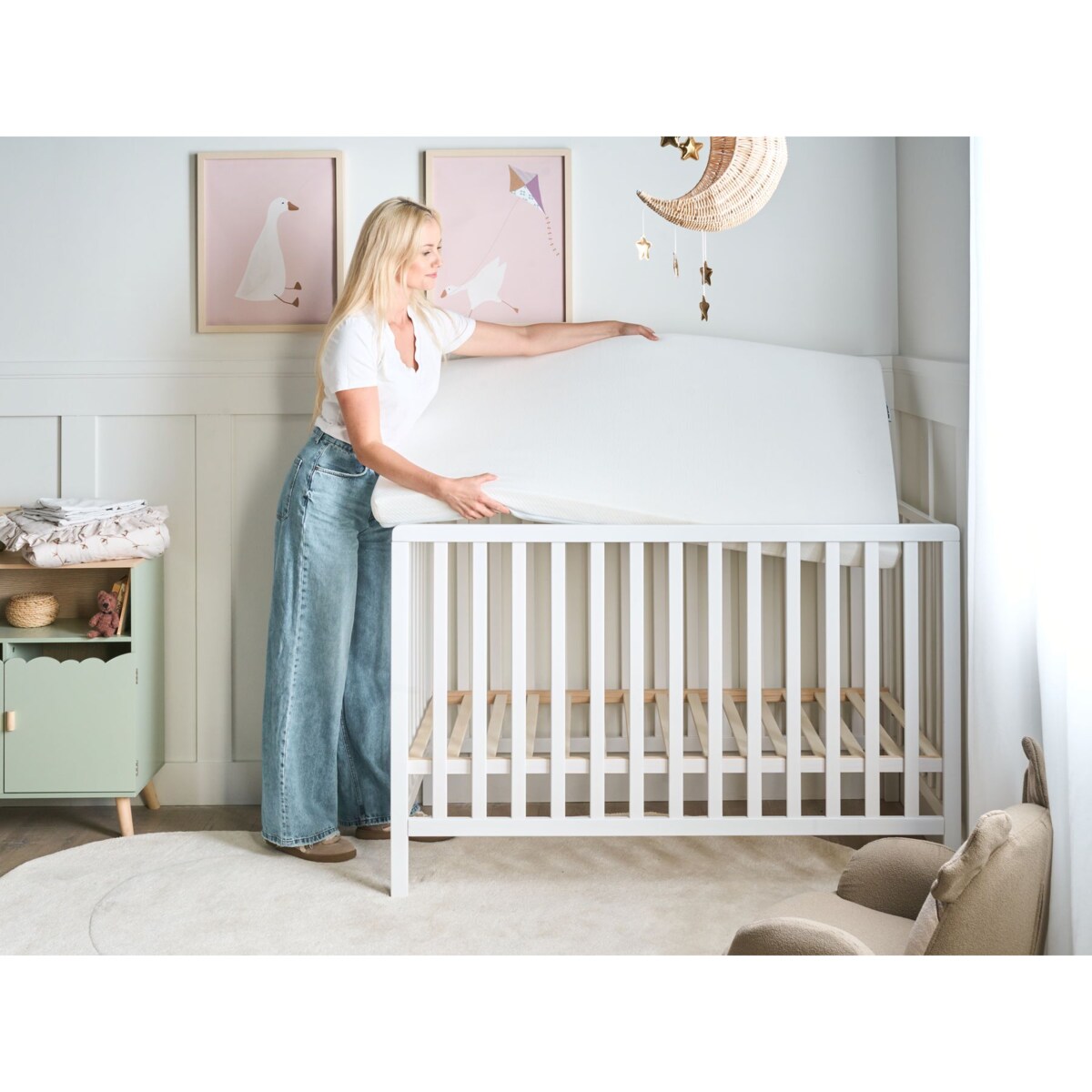 Materac piankowy do łóżeczka dziecięcego CUDDLY Średnio twardy 70 x 130 cm