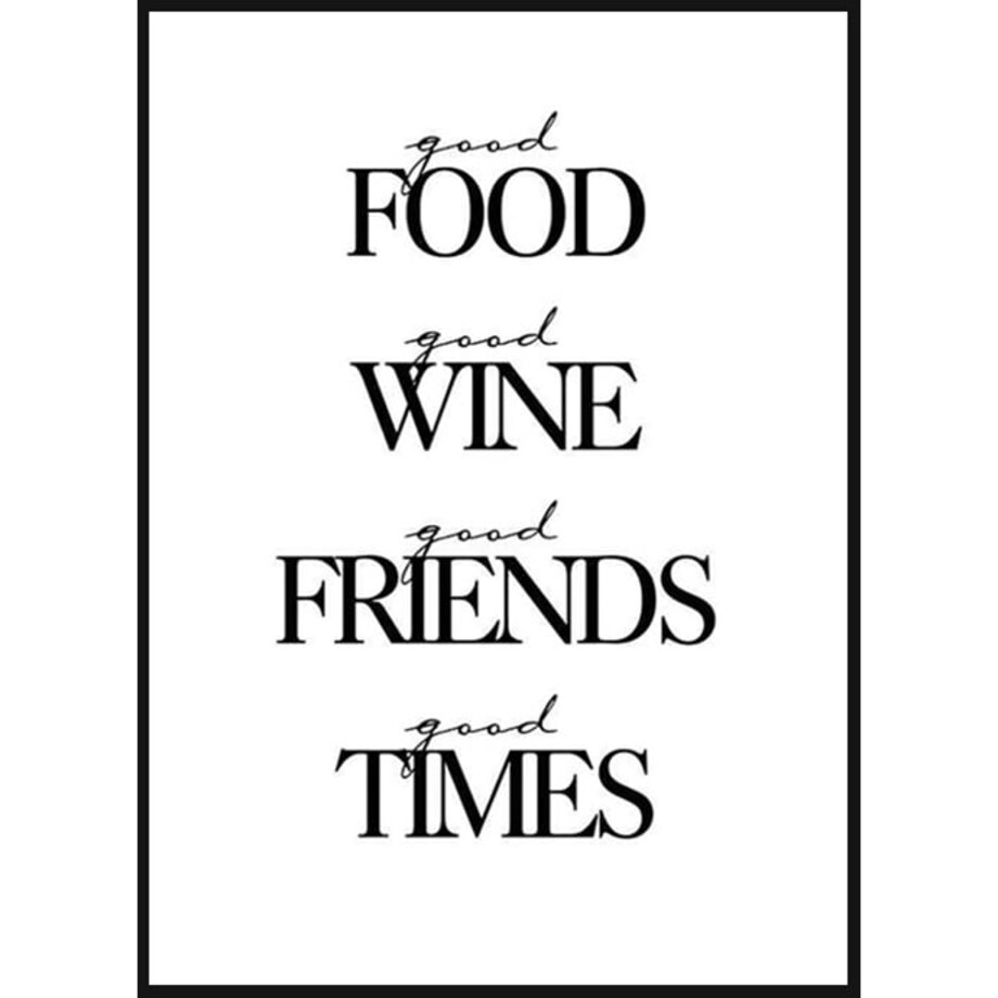 Poster Story, Plakat, Obraz - Food Wine Friends Times, wymiary 42 x 60 cm