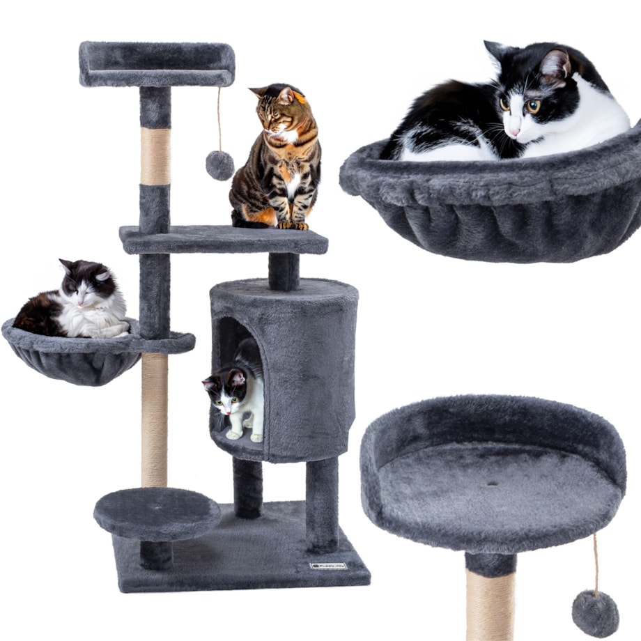 Pięciopoziomowy drapak dla kotów Szary 105 cm