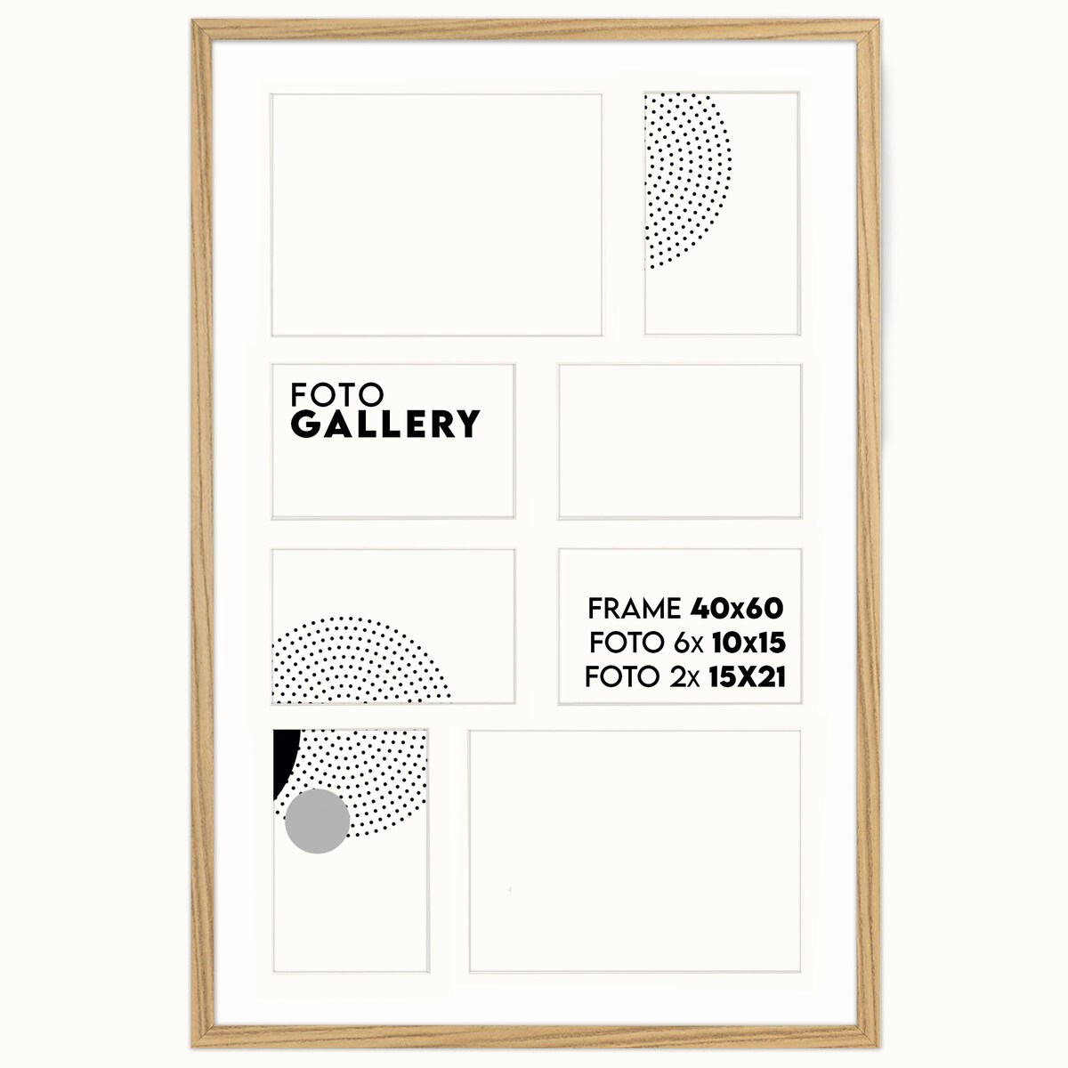 Ramka na 8 zdjęć 10x15 cm i 15x21 cm rama kolor dębowy foto galeria 40x60 cm kolaż FRAMAI®