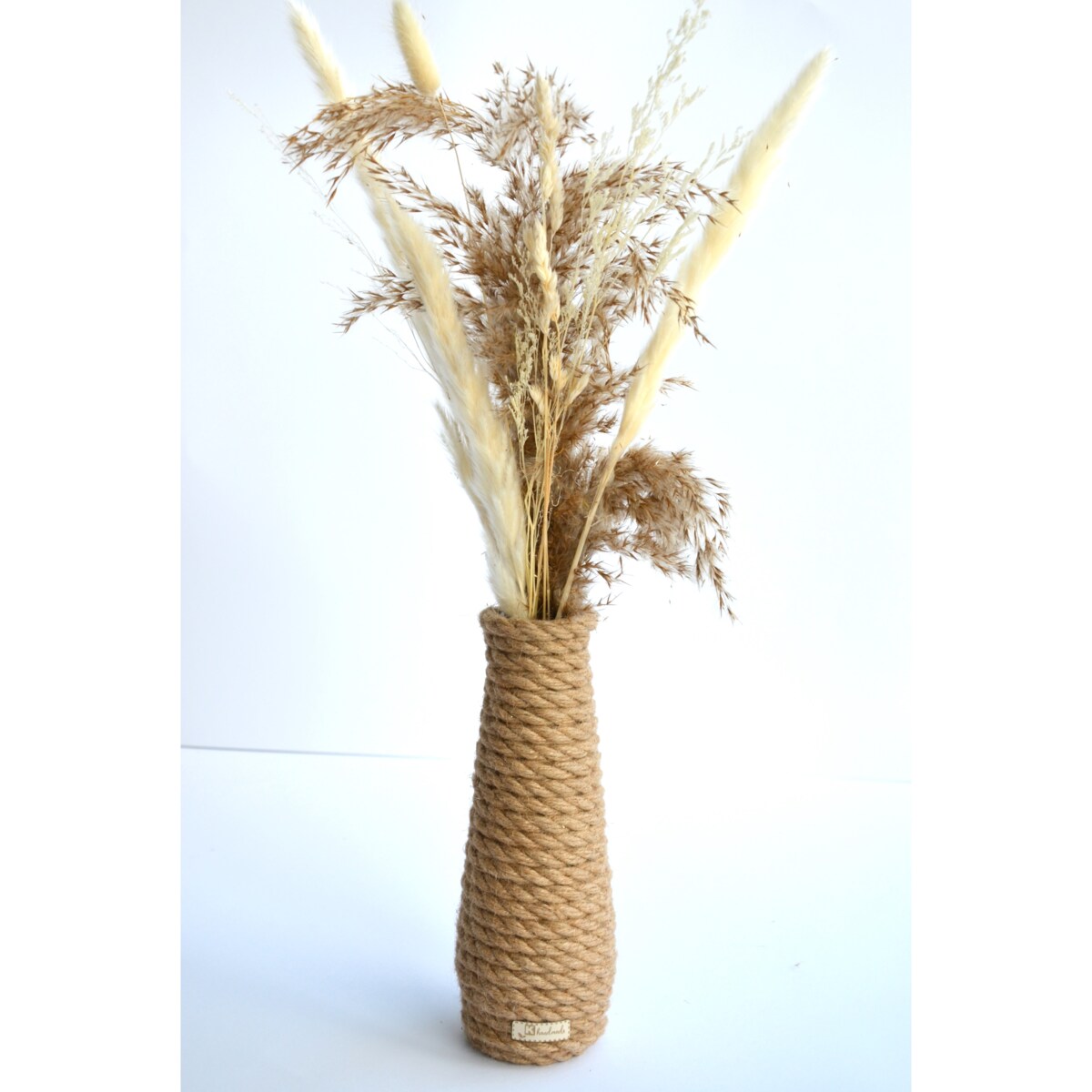 Wazon SCANDI w stylu BOHO jutowy do suszonej trawy i kwiatów * pleciony sznurek jutowy naturalny do trawy pampasowej kompozycji h 23 cm styl skandynawski