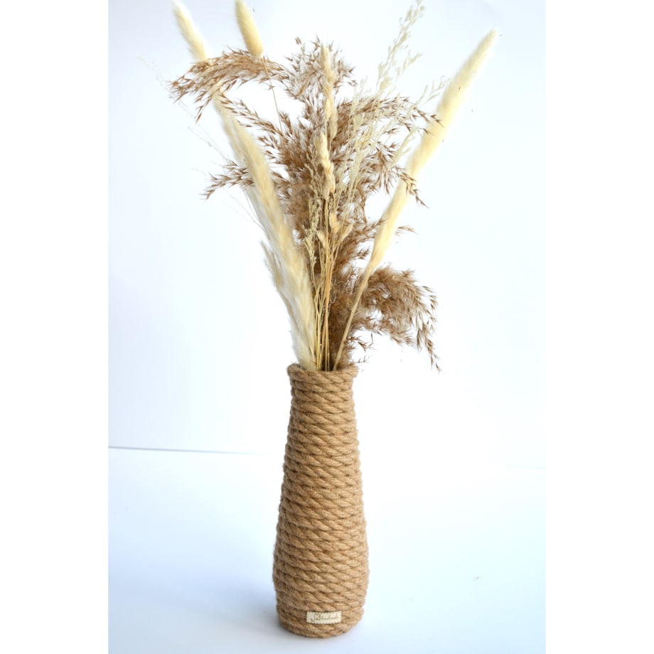 Wazon SCANDI w stylu BOHO jutowy do suszonej trawy i kwiatów * pleciony sznurek jutowy naturalny do trawy pampasowej kompozycji h 23 cm styl skandynawski