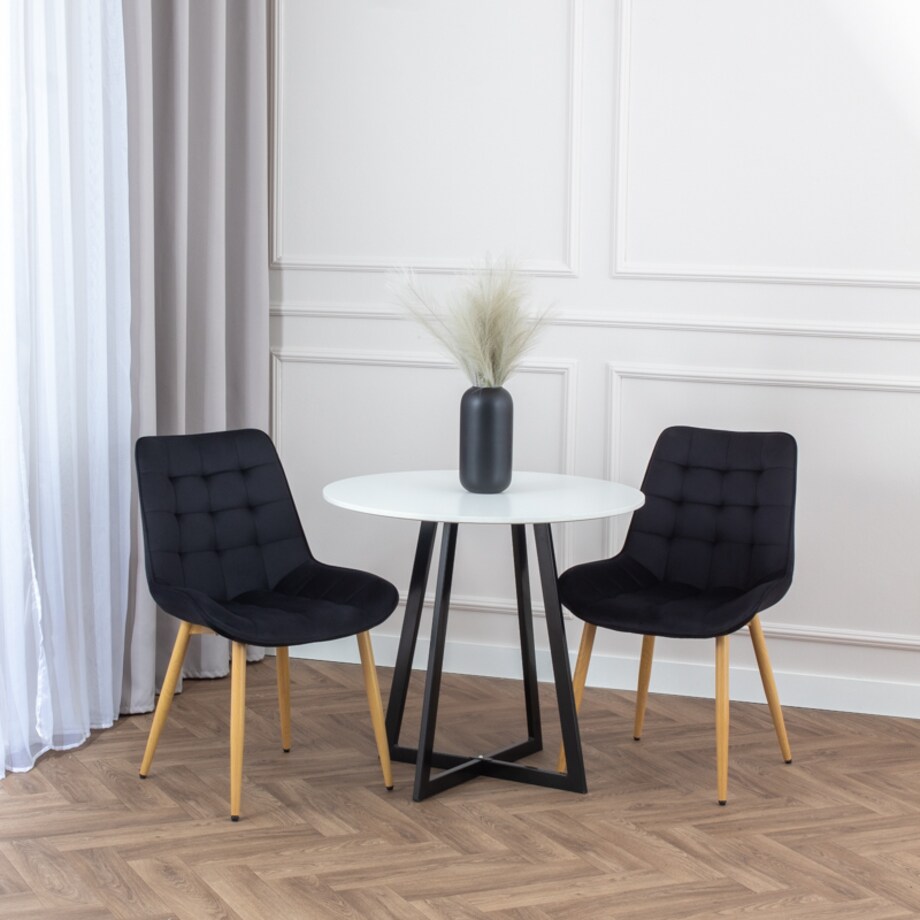 Krzesło tapicerowane do salonu jadalni pikowane welurowe czarne