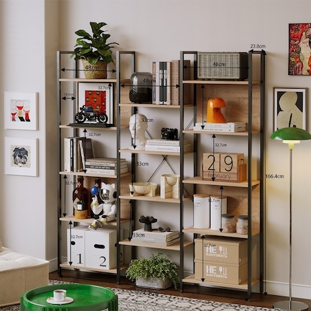 Regał Industrialny Stojący Jasny Brąz Loft Na Książki Pojemny 166 Cm