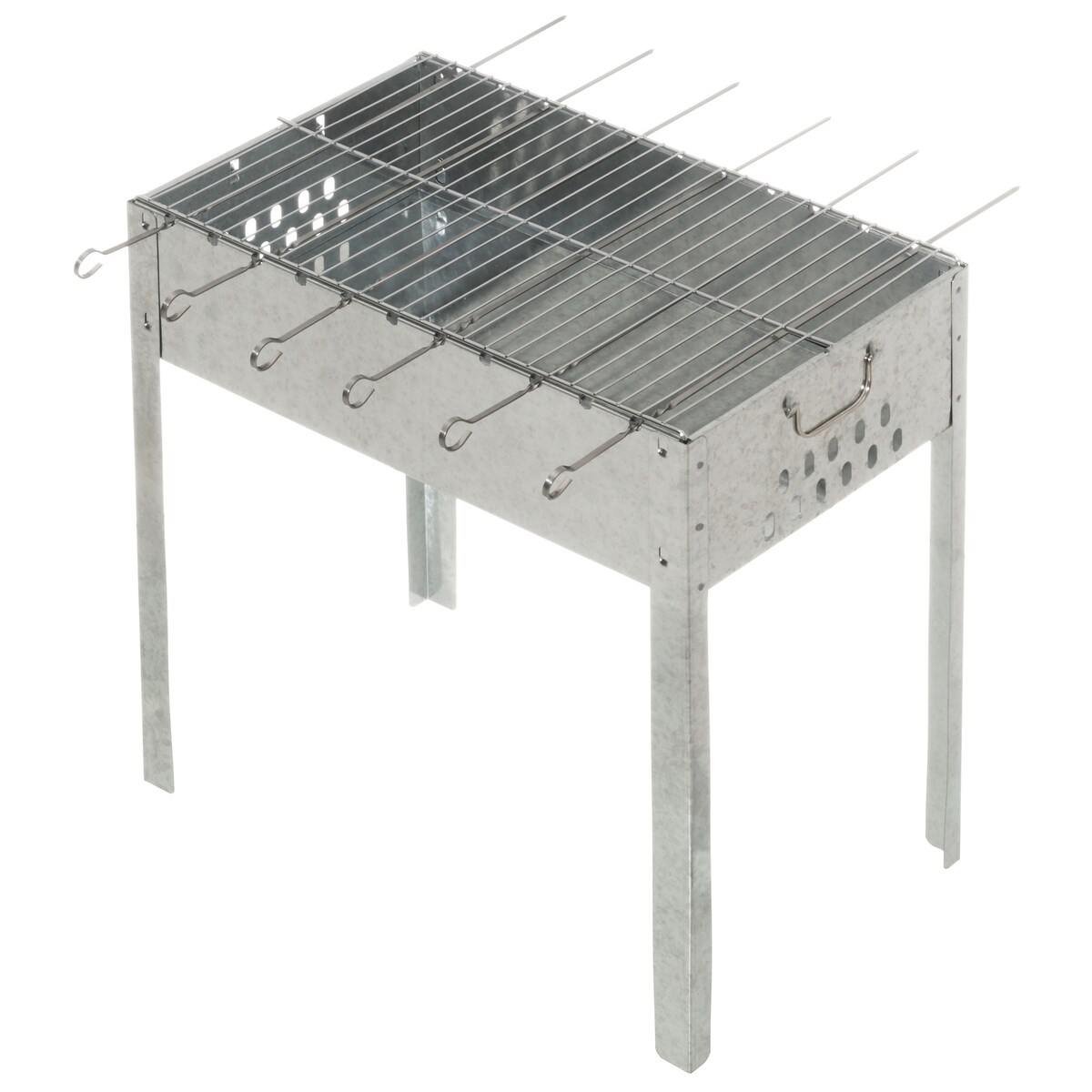 Grill węglowy ze szpikulcami MUSTANG, 50 x 30 cm, kolor srebrny, metal