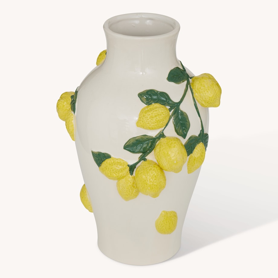 Wazon ceramiczny z gałązkami cytryny 32,6x22,5x20 cm LEMONIA