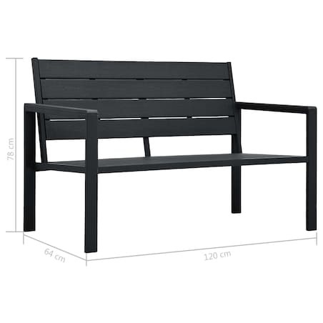 vidaXL Ławka ogrodowa, 120 cm, czarna, HDPE o wyglądzie drewna