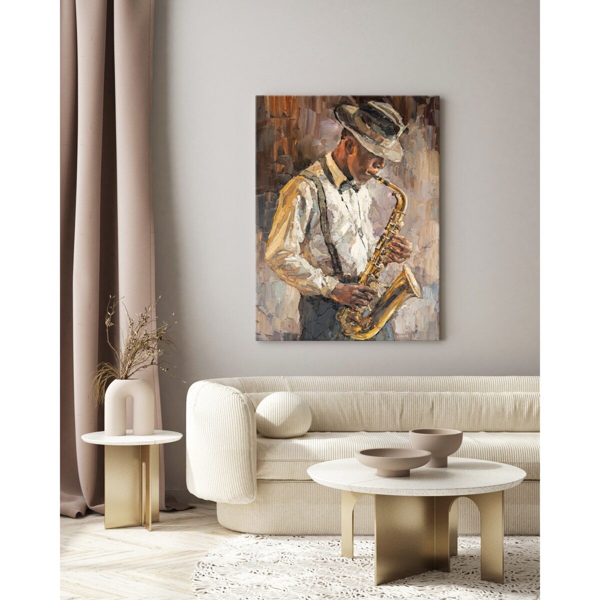 Obraz Na Płótnie Jazzman z saksofonem 50x70cm