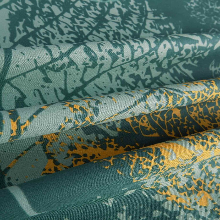 Pościel satyna bawełniana 200x220 Exclusive Venera turkusowa w duże liście