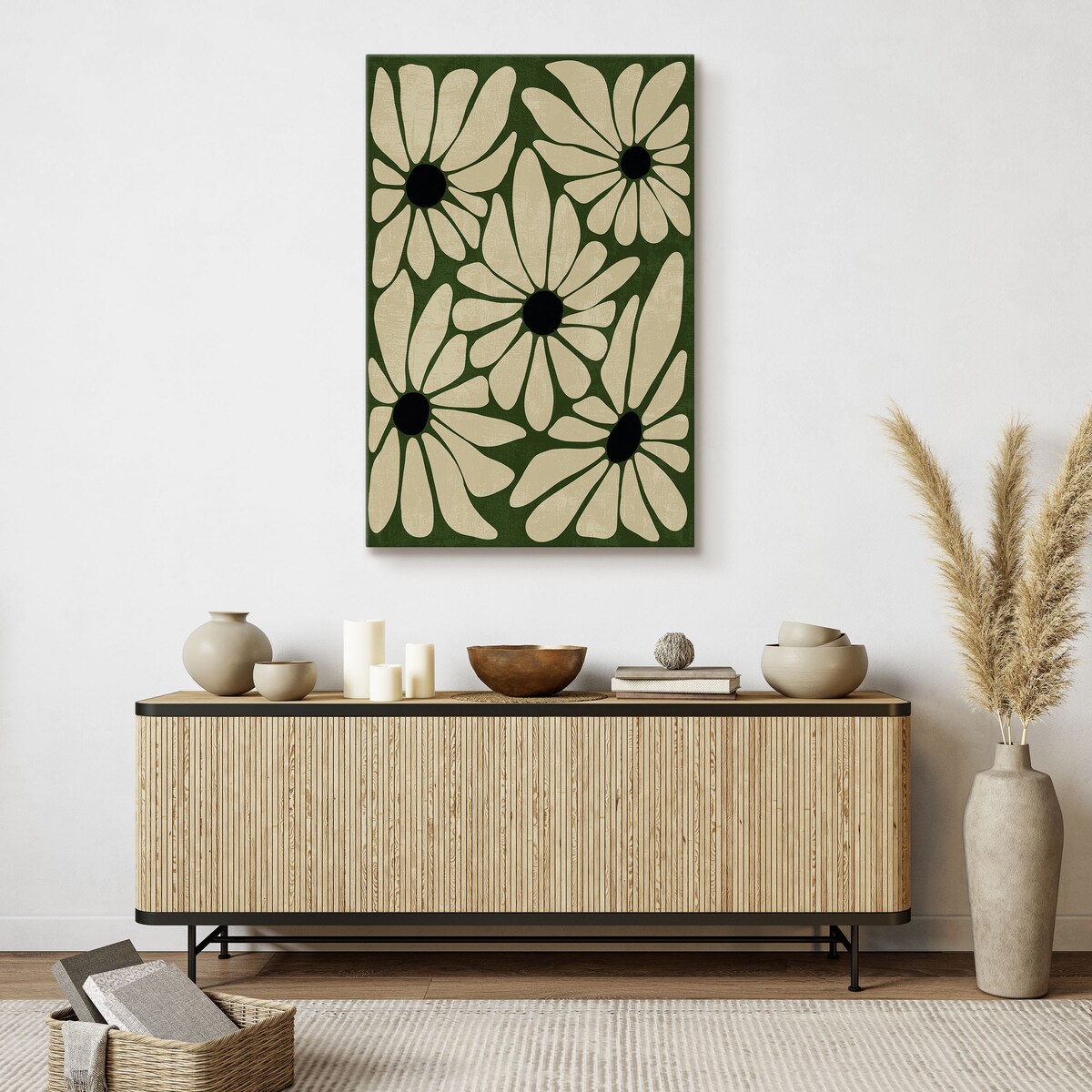 Obraz Do Salonu Beżowe Kwiaty 30x40cm