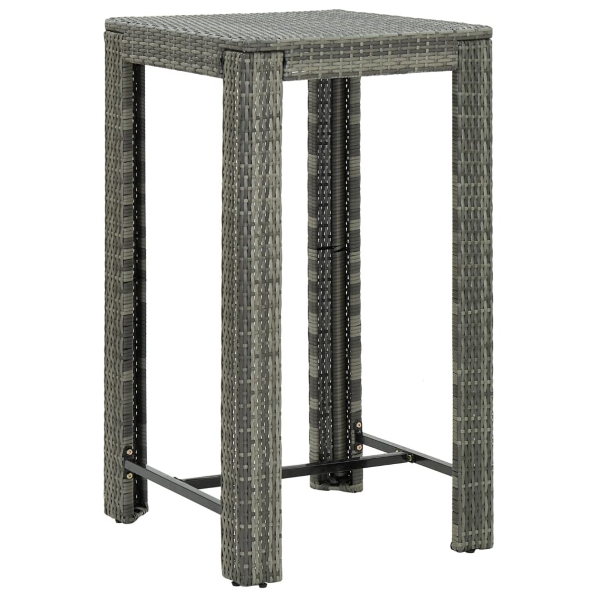 vidaXL Ogrodowy stolik barowy, szary, 60,5x60,5x110,5 cm, polirattan