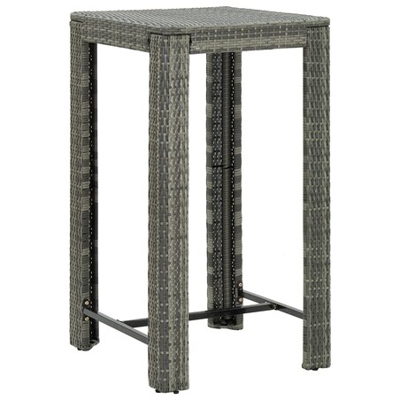 vidaXL Ogrodowy stolik barowy, szary, 60,5x60,5x110,5 cm, polirattan