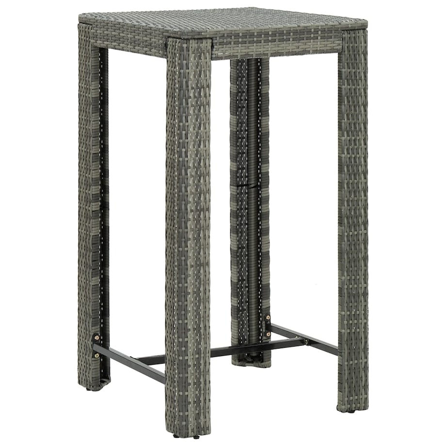 vidaXL Ogrodowy stolik barowy, szary, 60,5x60,5x110,5 cm, polirattan