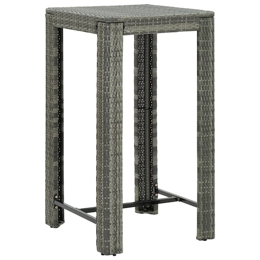vidaXL Ogrodowy stolik barowy, szary, 60,5x60,5x110,5 cm, polirattan
