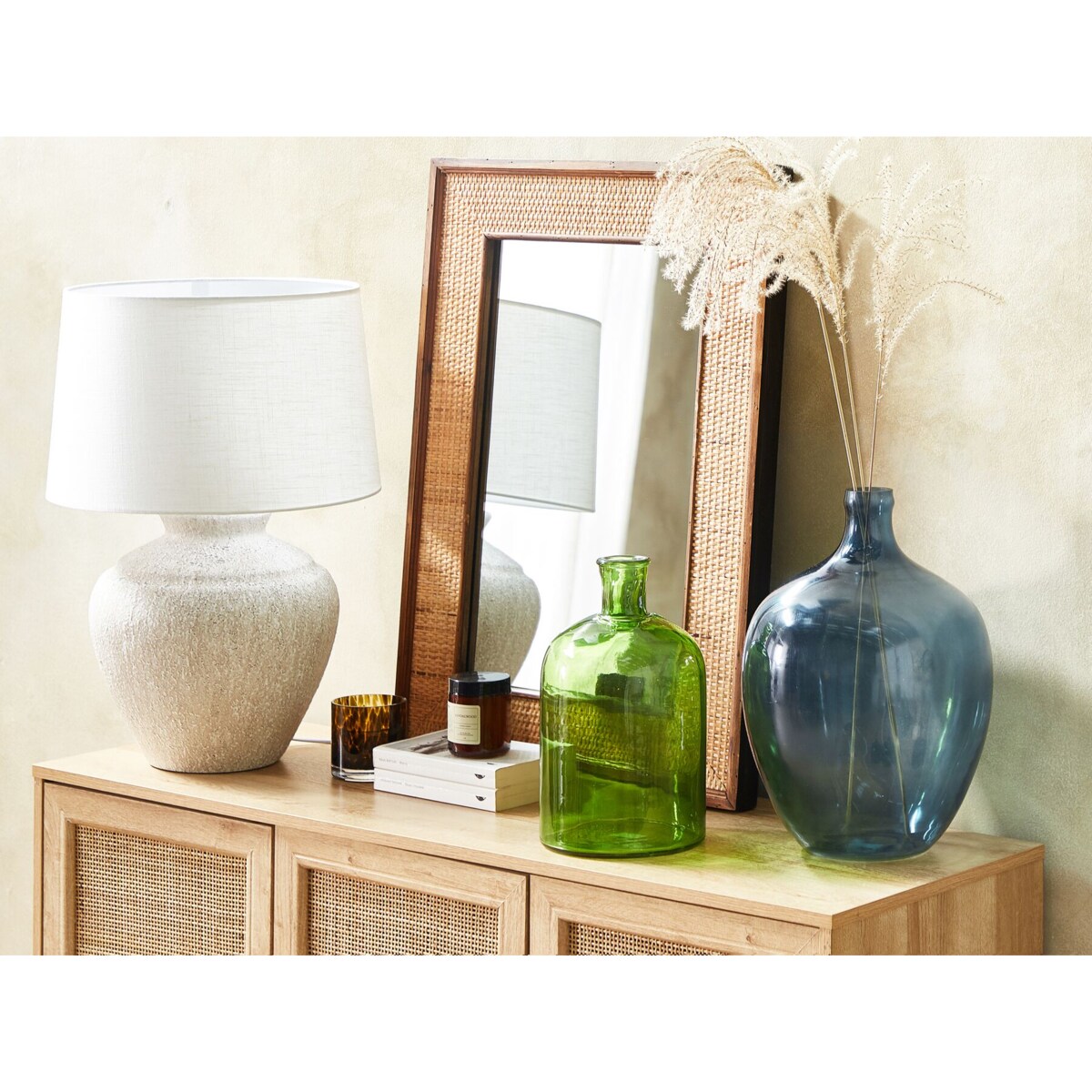 Wazon na kwiaty szklany 39 cm niebieski ROTI