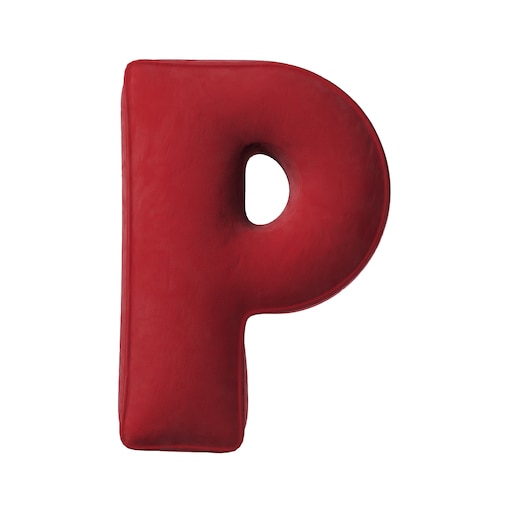 Poduszka literka P, intensywna czerwień, 35x40cm, Posh Velvet