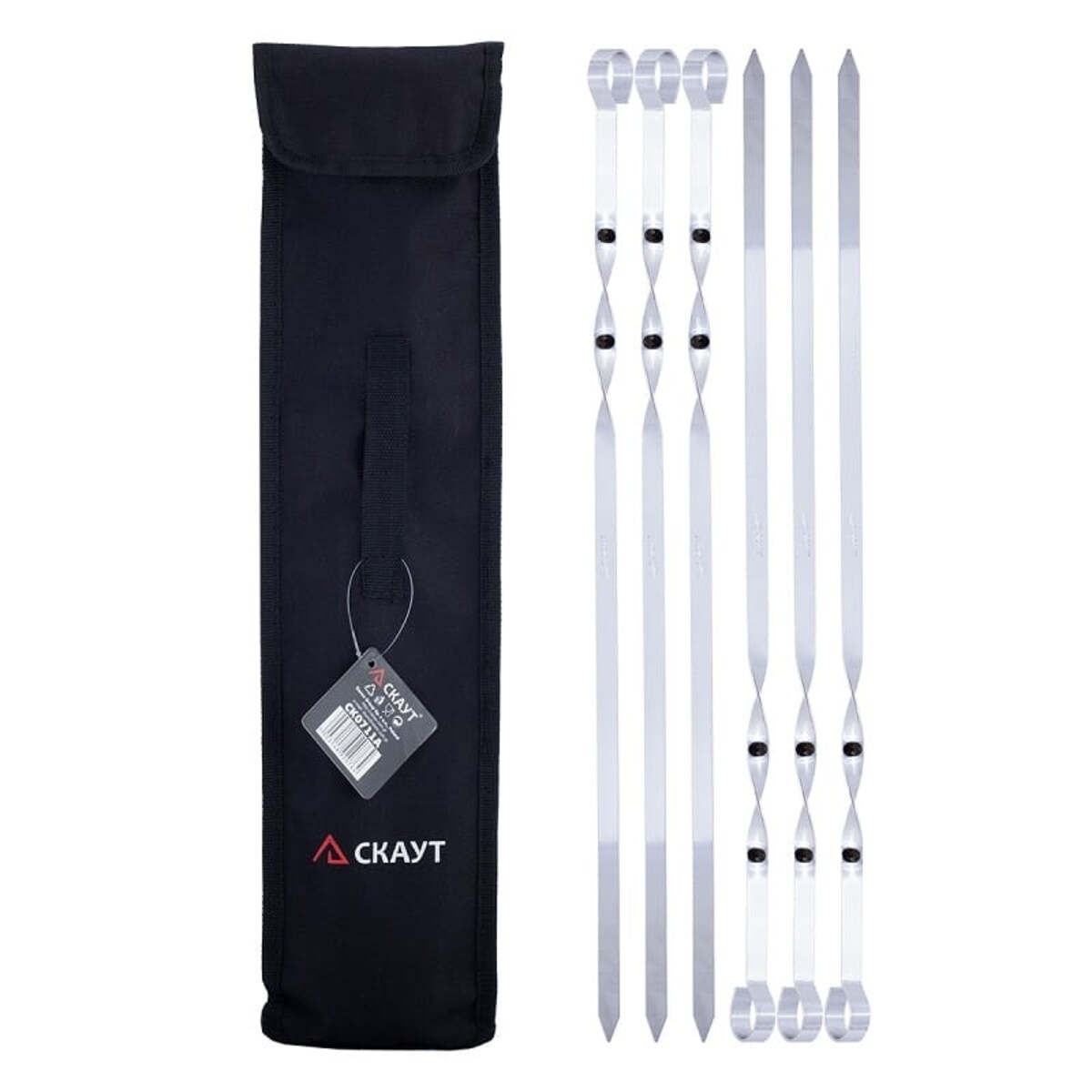 Szpilki szpikulce do szaszłyków mięsa grill 6 sztuk 45cm + pokrowiec SKAUT