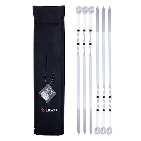 Szpilki szpikulce do szaszłyków mięsa grill 6 sztuk 45cm + pokrowiec SKAUT