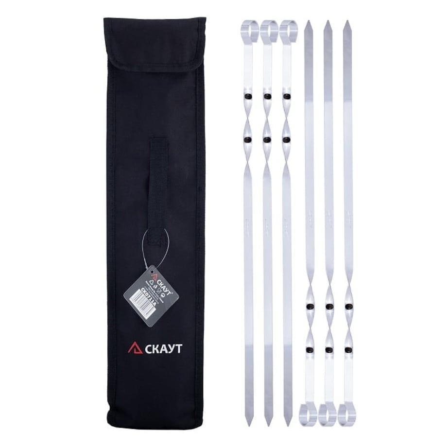 Szpilki szpikulce do szaszłyków mięsa grill 6 sztuk 45cm + pokrowiec SKAUT