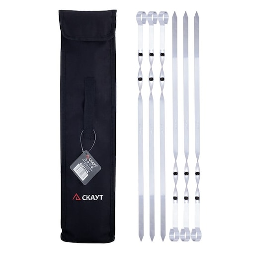 Szpilki szpikulce do szaszłyków mięsa grill 6 sztuk 45cm + pokrowiec SKAUT