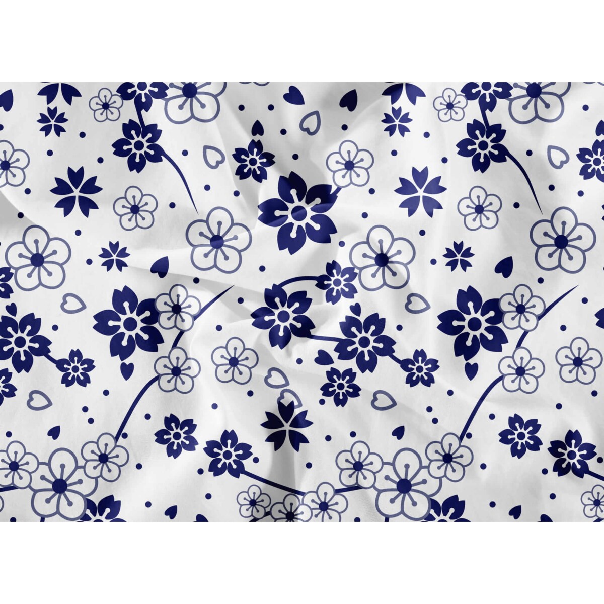 Pościel Biała Blue Flowers 160X200 + 2 Poszewki 70X80 Kwiatki