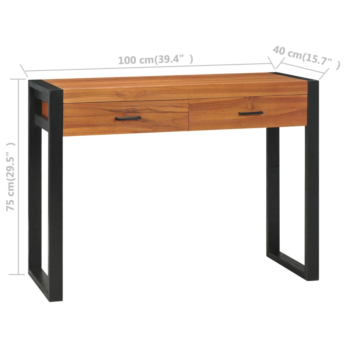 vidaXL Biurko z 2 szufladami, 100x40x75 cm, drewno tekowe