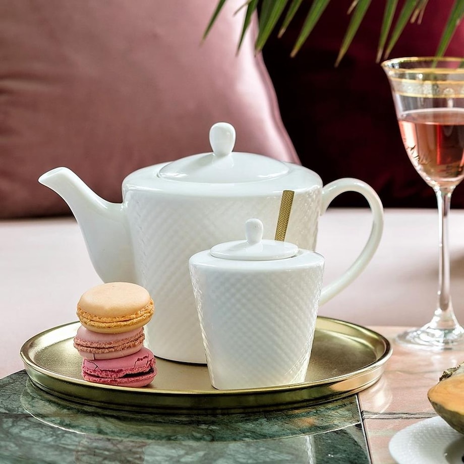 VILLA ITALIA Serwis kawowy porcelanowy na 6 osób BARI WHITE