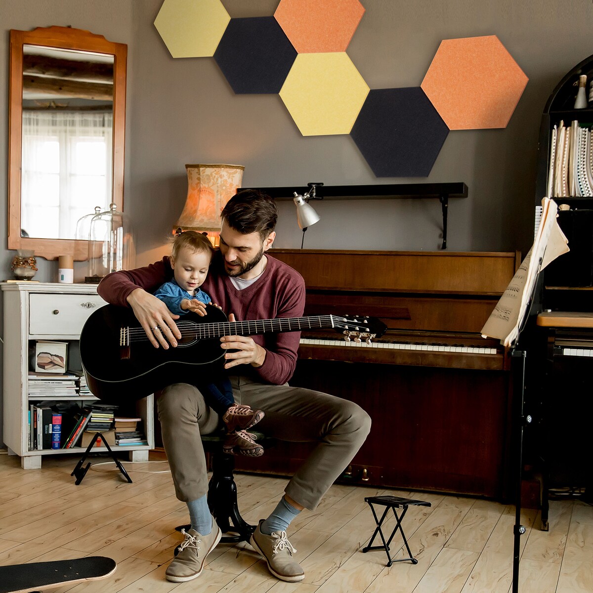 Zestaw 2 szt panel filcowy Felly 40x46 cm płytka heksagon gładki pomarańczowy