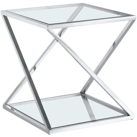 Boczny stolik szklany Imperial IM-ST1674S Cosmolight przezroczysty srebrny