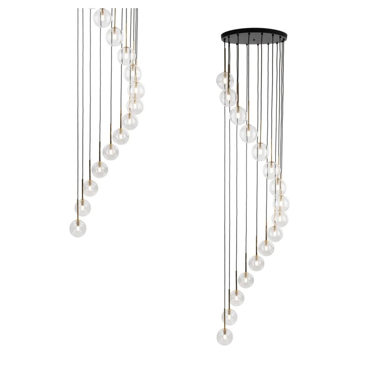 Lampa wisząca AURORA Transparent TK Lighting 10182 szklany klosz 50 cm G9 czarno-złota nowoczesna do salonu jadalni
