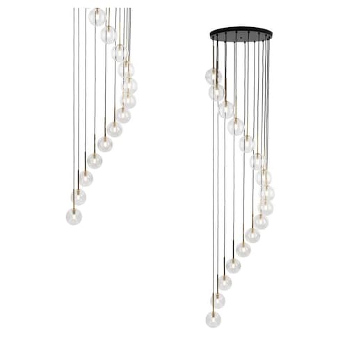 Lampa wisząca AURORA Transparent TK Lighting 10182 szklany klosz 50 cm G9 czarno-złota nowoczesna do salonu jadalni