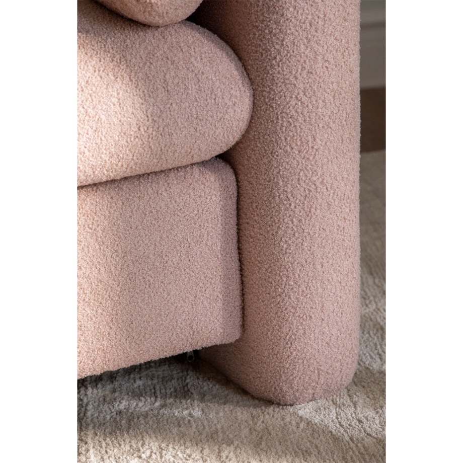 Fotel wypoczynkowy bouclé pudrowy róż Serra