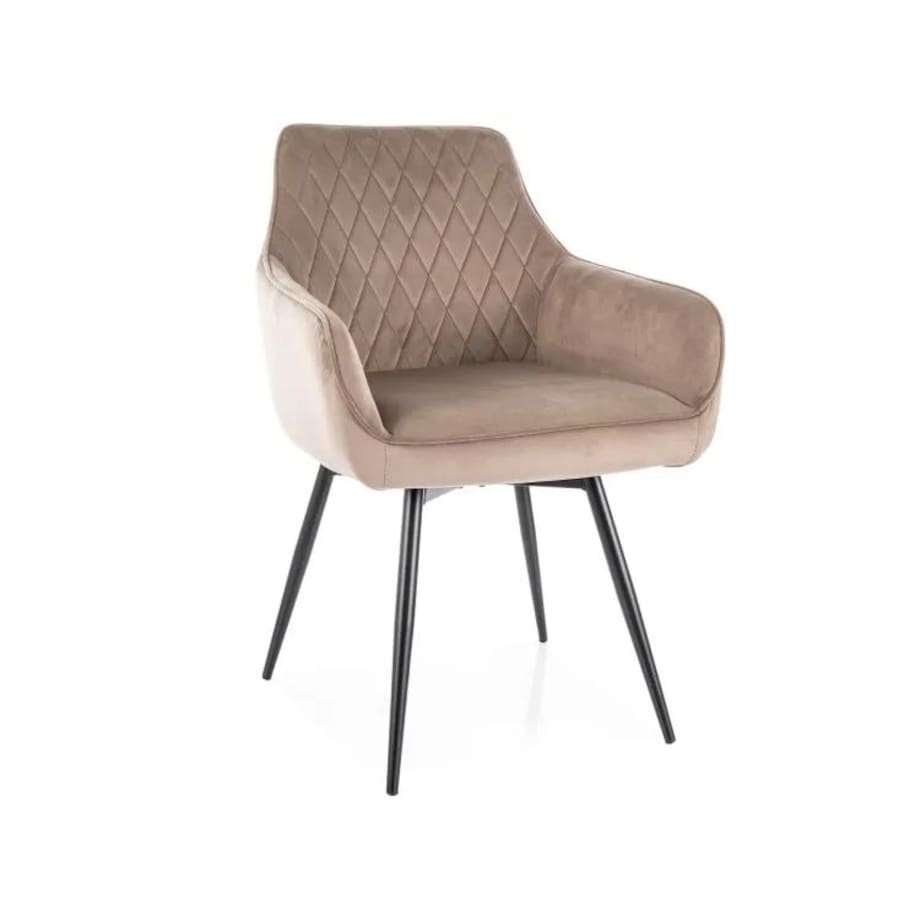 Krzesło tapicerowane MARLO VELVET ciemnobeżowe obracane