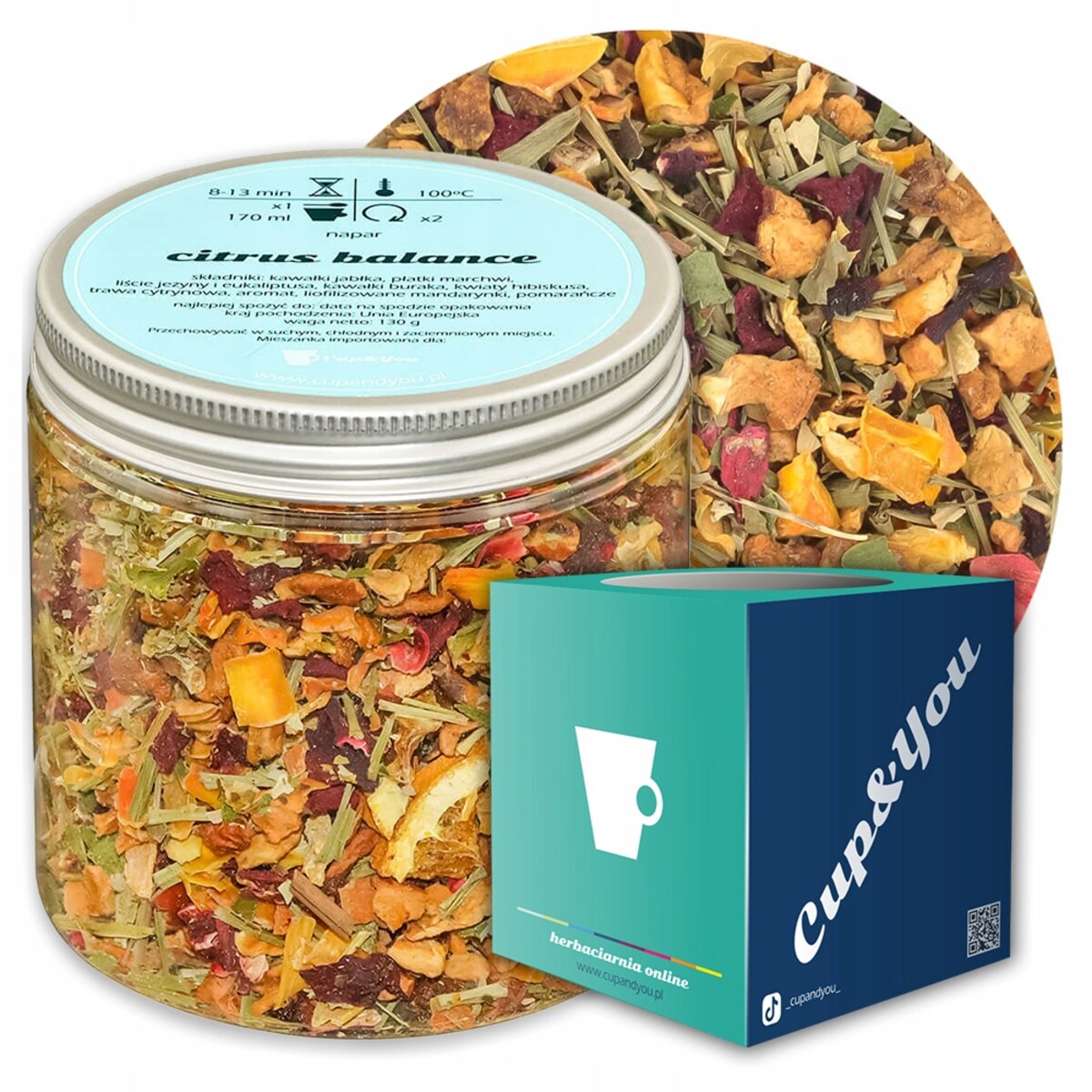 Herbata ziołowa CITRUS BALANCE o świeżym miętowo-cytrusowym smaku PREMIUM - herbata liściasta sypana mieszanka napar susz - gotowa na prezent upominek