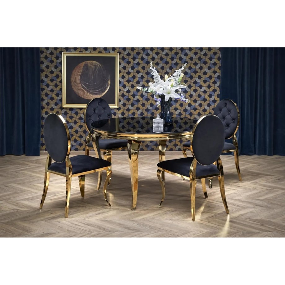 Krzesło tapicerowane K556 VELVET czarne/złote