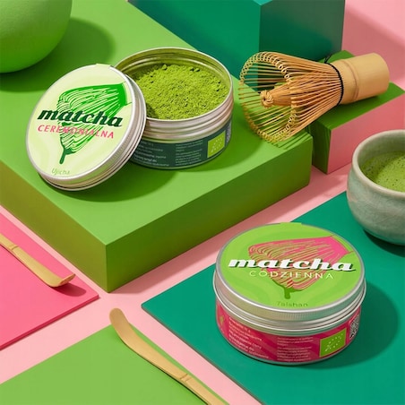 Matcha codzienna TAISHAN Chiny 50g PREMIUM sproszkowana zielona herbata idealna na prezent upominek dla kobiety faceta