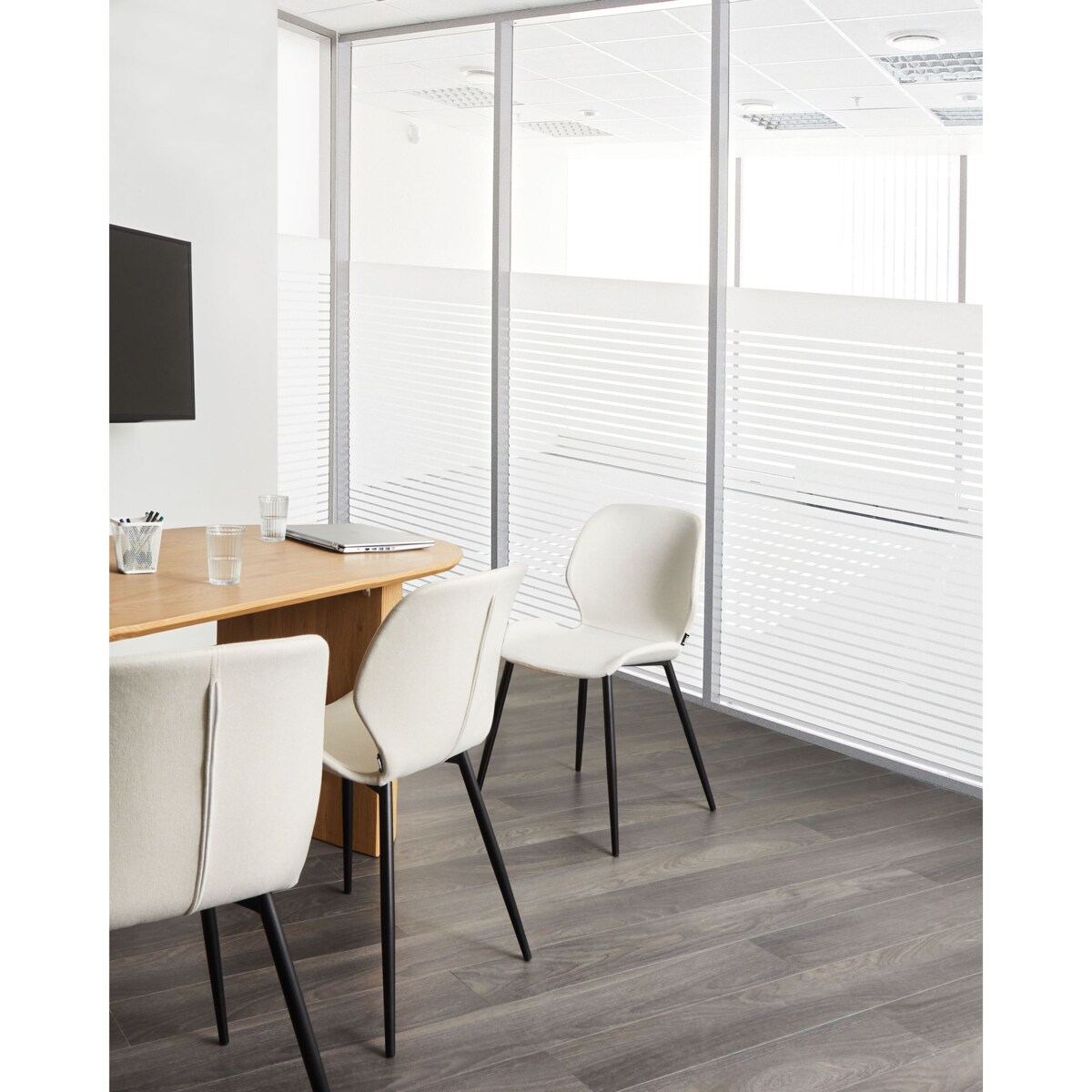 Zestaw 2 krzeseł konferencyjnych HOLLAND Jasnobeżowy