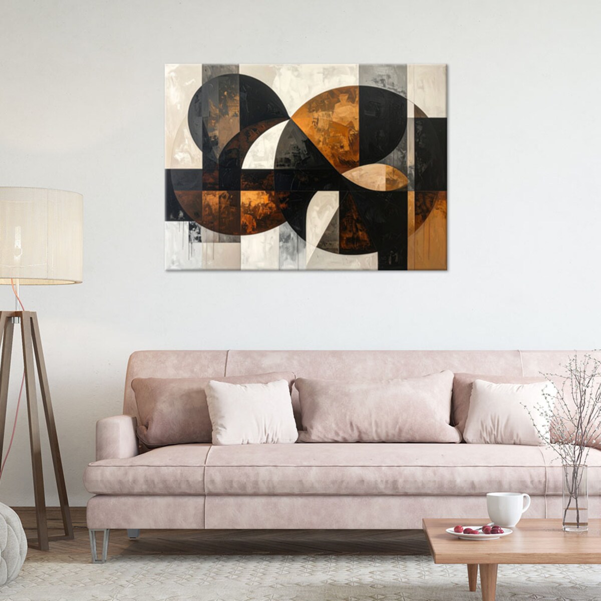 Obraz do salonu sypialni biura loftu, Geometryczne formy abstrakcja brązowy